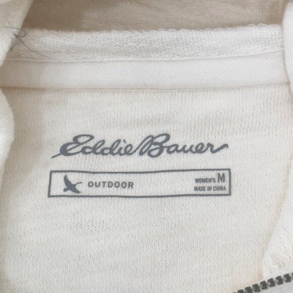 Eddie Bauer Womens SZ M Cream-Ivory Full Zip Hoodie Sweater Reglan Long Sleeve - Picture 3 of 13